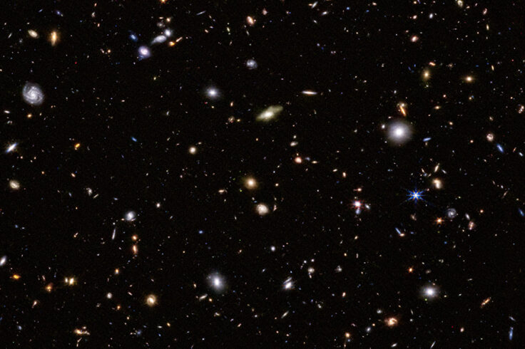 Black field spotted with galaxies