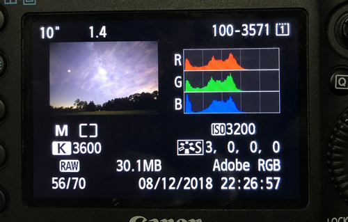 Histogram on DSLR - astrophotography