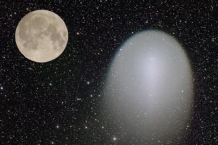 Sizes of Comet Holmes and Moon compared