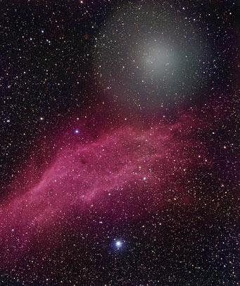Comet Holmes and California Nebula, March 5, 2008