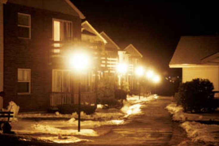 Harsh lights in residential neighborhood
