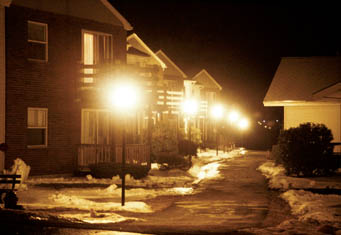 Harsh lights in residential neighborhood