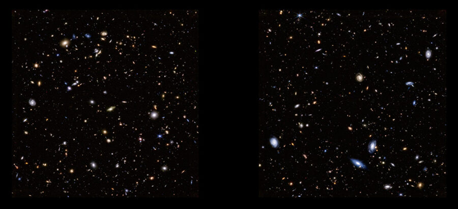 Black field spotted with galaxies