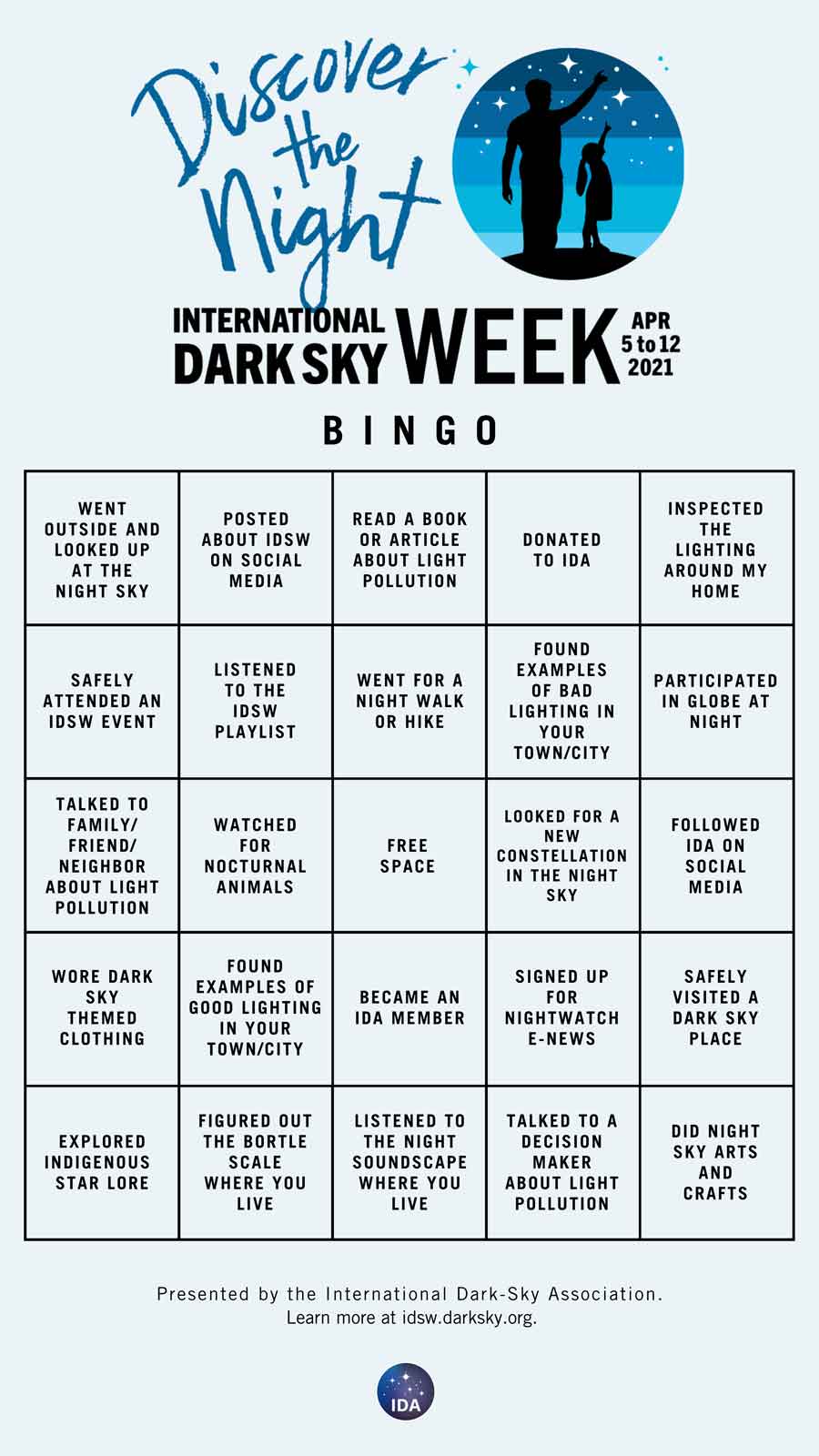 Dark-Sky Week Bingo Card