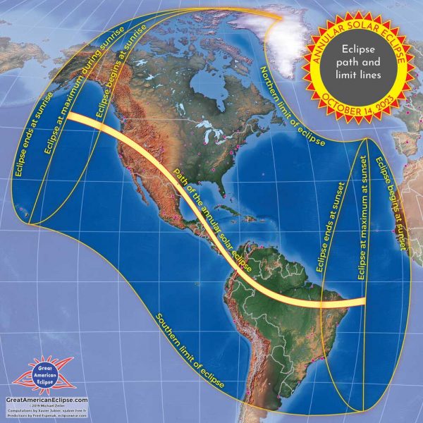 map showing the 2023 eclipse path
