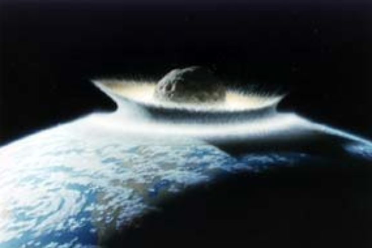 Depiction of a cataclysmic meteorite impact