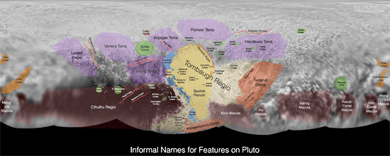 Informal names on Pluto