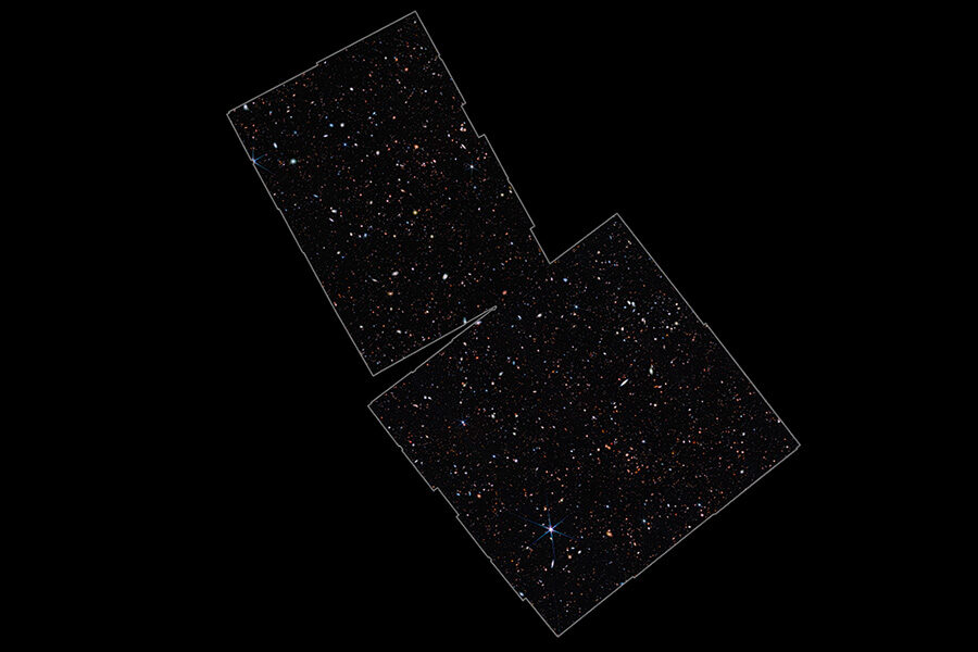 Black field spotted with galaxies marks the JADES field