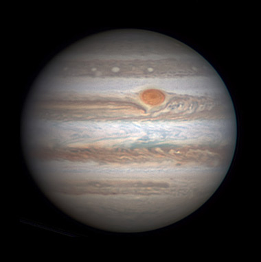 Jupiter with Great Red Spot on Jan. 4, 2016.