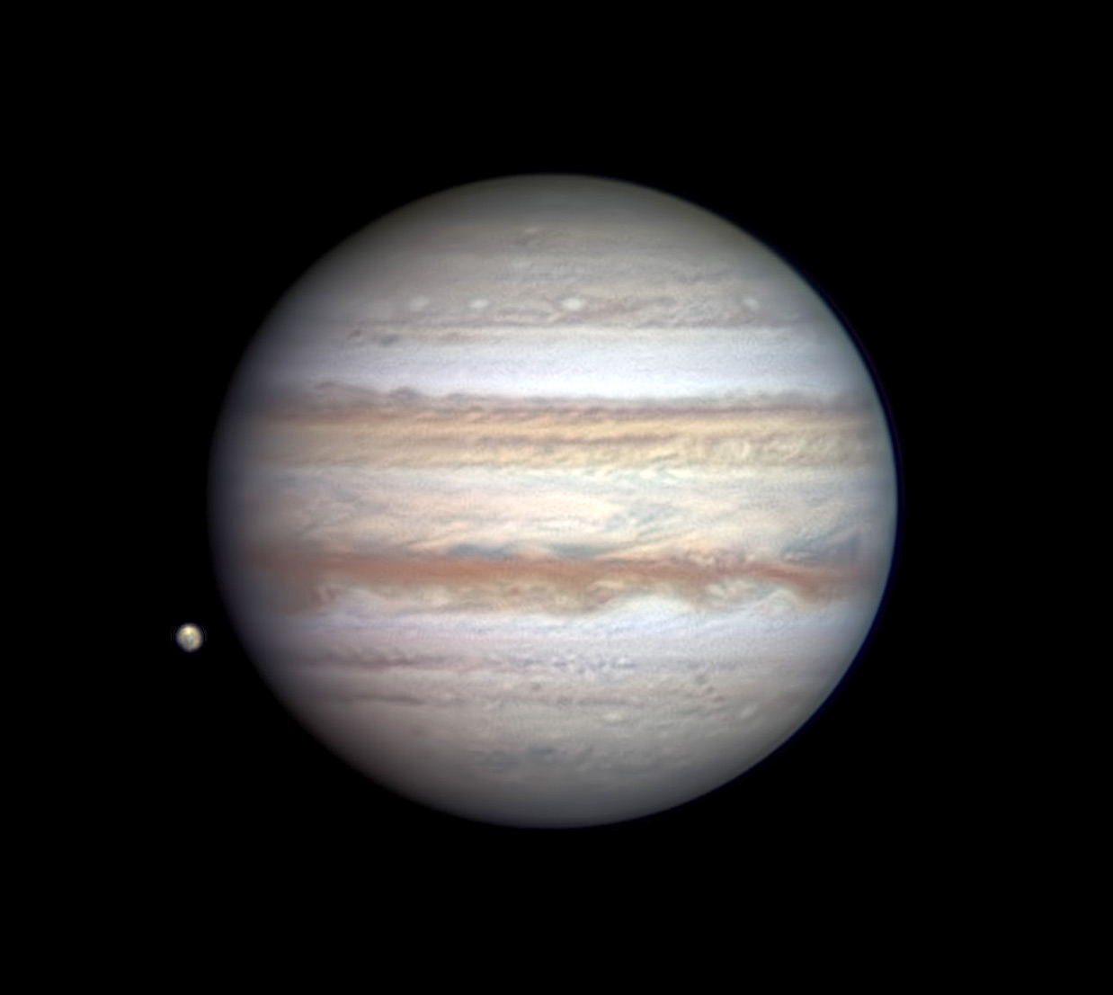 Jupiter's non-Red-Spot side, imaged by Christopher Go on April 22, 202...