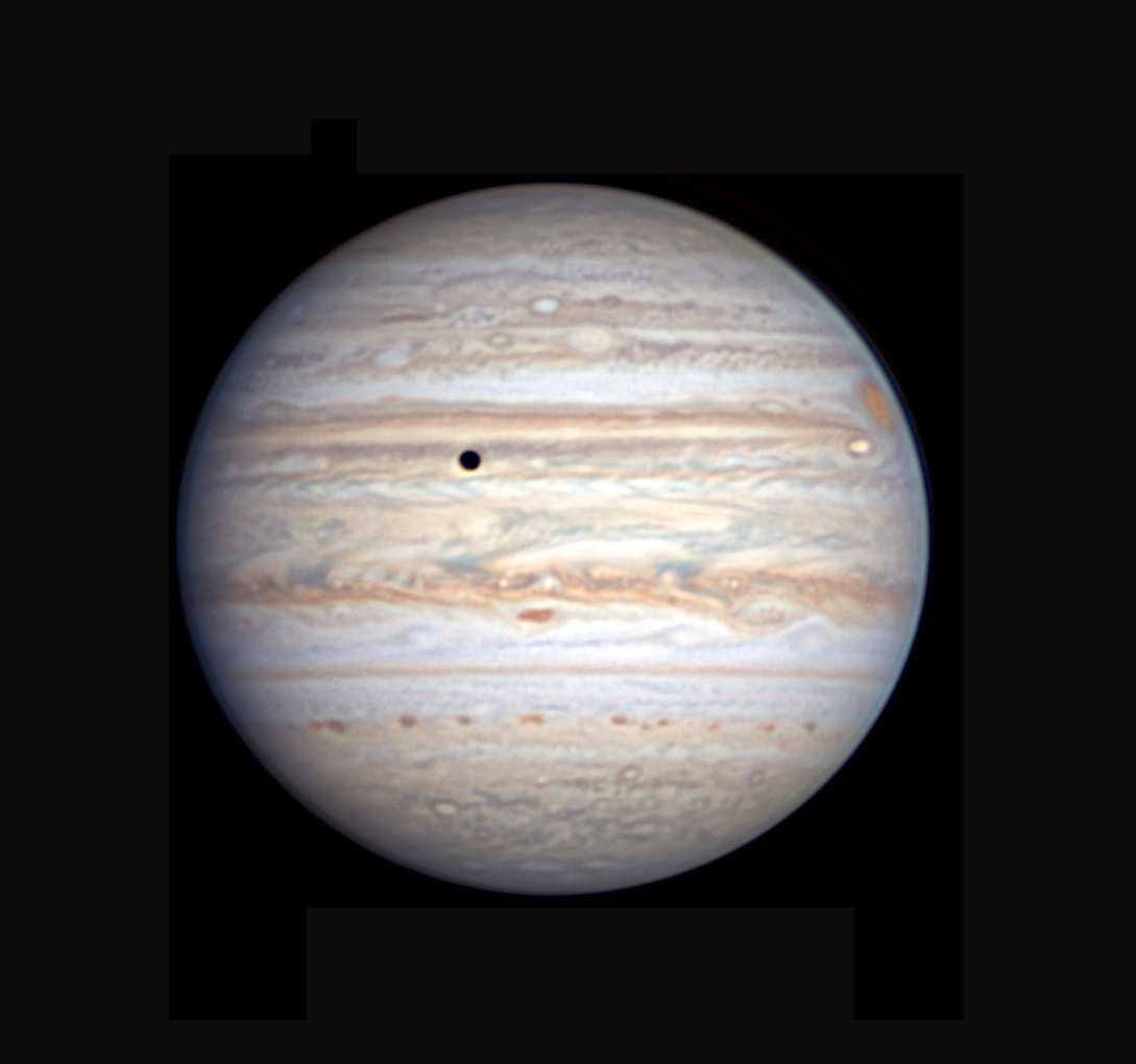 Jupiter with Io and its shadow transiting the disc, June 25, 2022