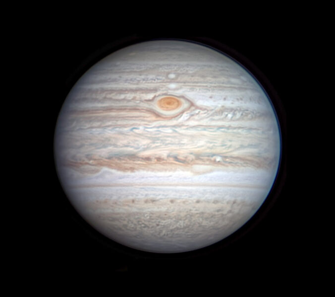 Jupiter with Great Red Spot on the central meridian