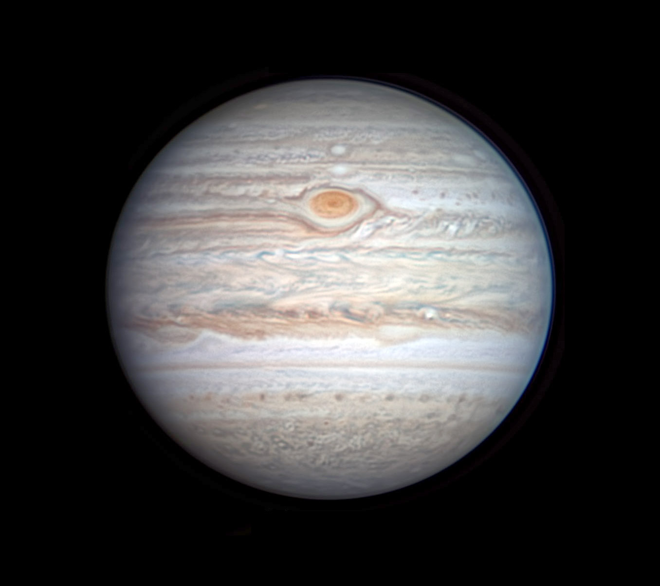 Jupiter with Great Red Spot on the central meridian, Aug 13, 2022