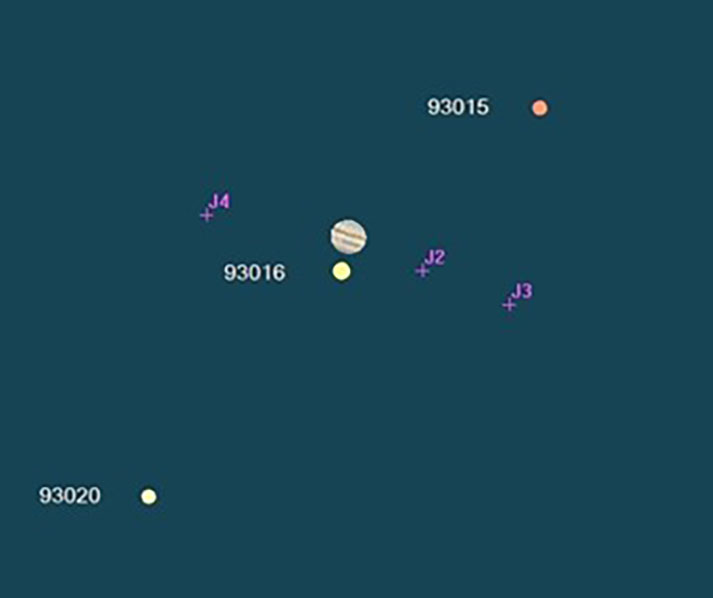 Star positions and Jupiter for deflection project