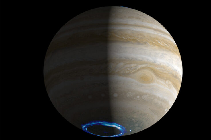 Auroral oval on Jupiter