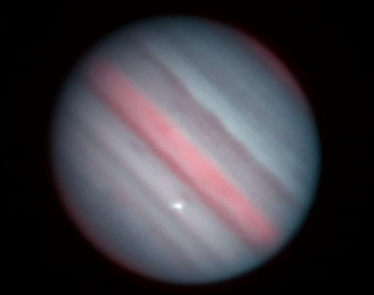 Jupiter impact flash in false color