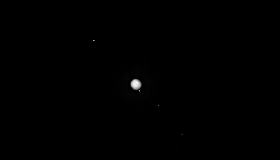 DART image of Jupiter and moons