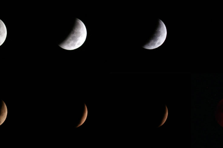 Sequence of lunar eclipse images