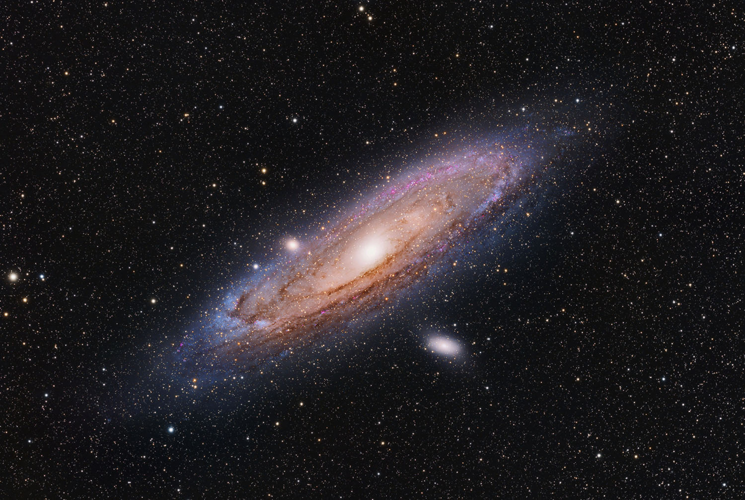 Andromeda Galaxy (M31) with the satellite galaxies M32 and M110 - Sky ...