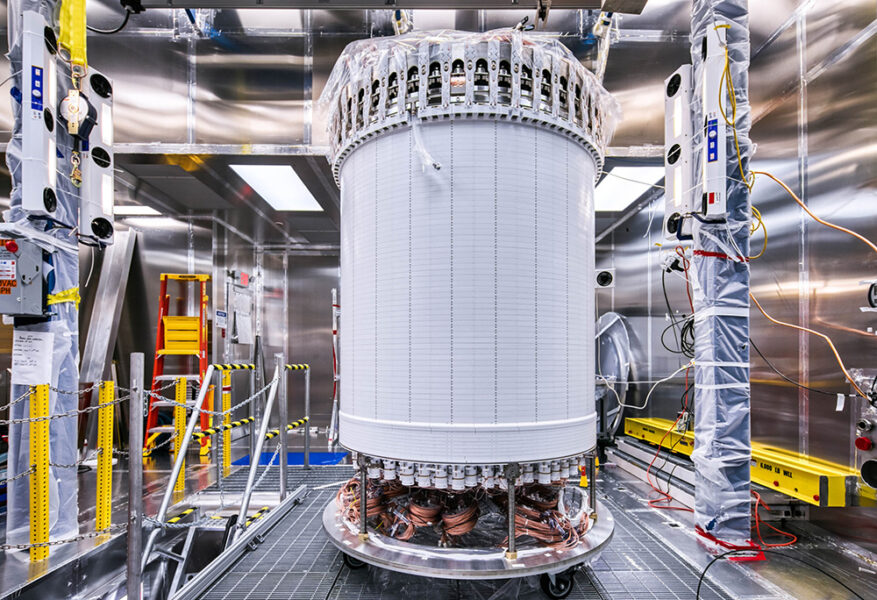 white, larger-than-person-size detector at the center of LUX