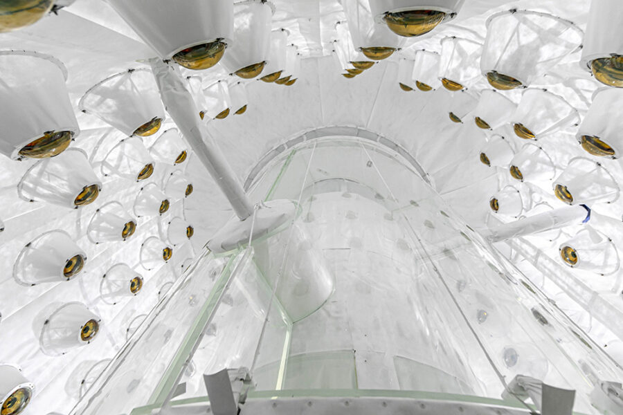 white and gold interior of LUX detector