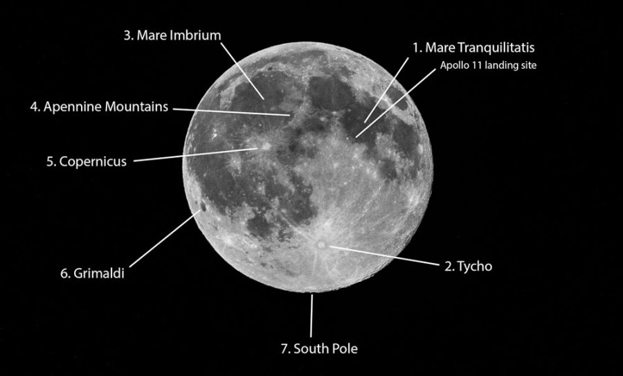 craters on the moon labeled