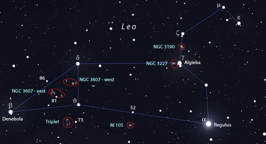 Leo galaxies finder chart