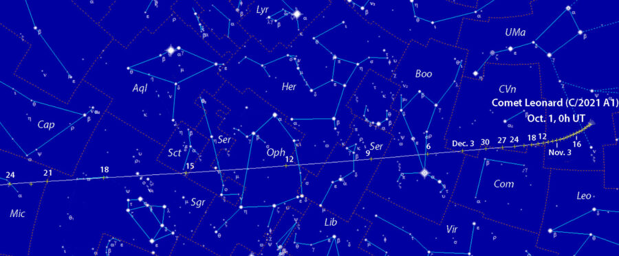 Comet Leonard finder chart