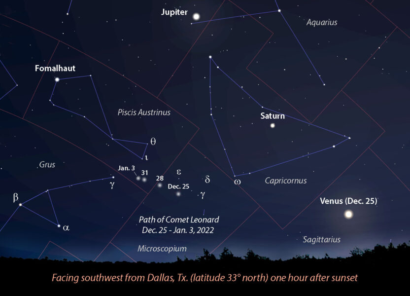Comet Leonard finder map late December