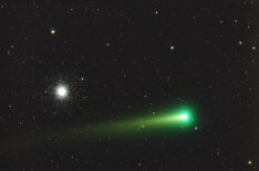Comet C2021 A1 Leonard passing Messier 3  