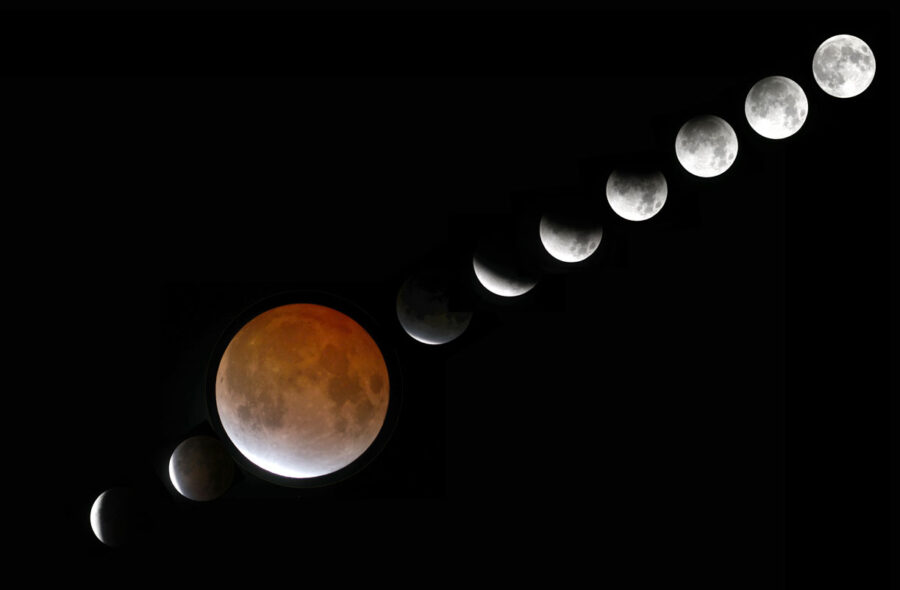 Totality touches the Moon during the lunar eclipse on November 8