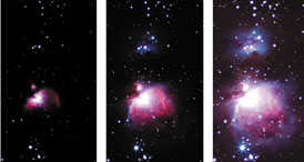 Orion Nebula at different exposures