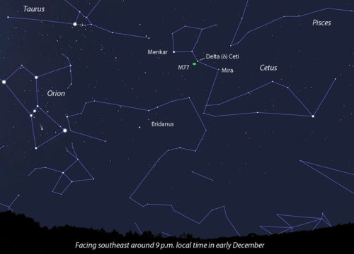 Sky map showing location of host galaxy M77
