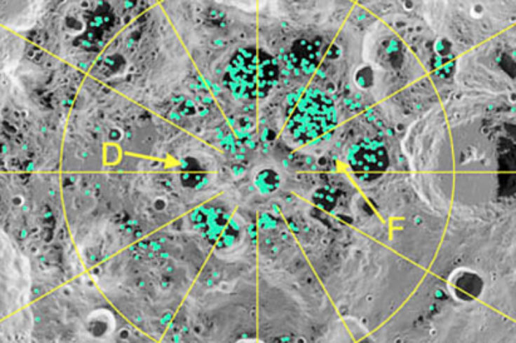 Map of ice at lunar south pole
