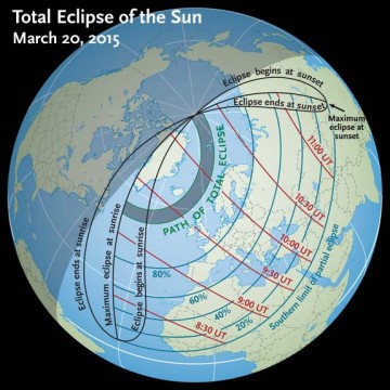 The far-north path of March's total solar eclipse