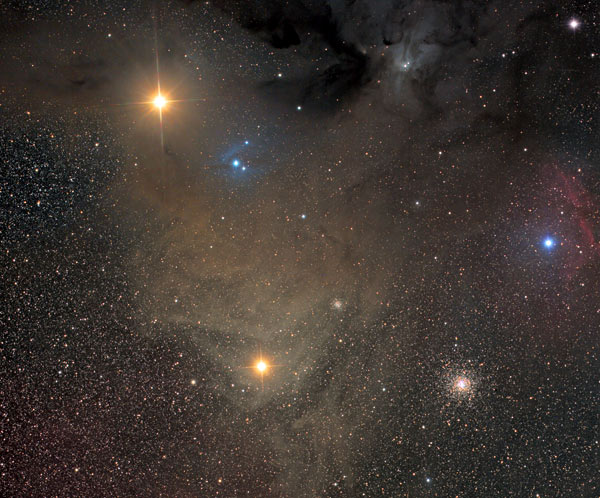 Deep image of Mars, Antares and surroundings Aug. 25, 2016