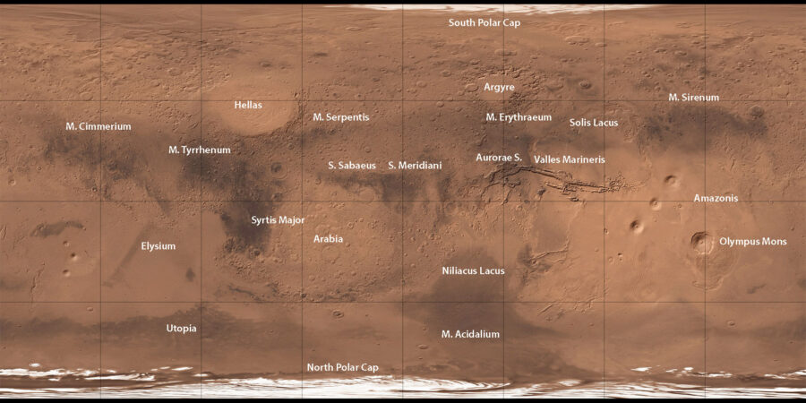 Mars physical map