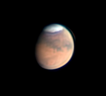 Mars on May 5, 2020, when the South Polar Cap was still very large.