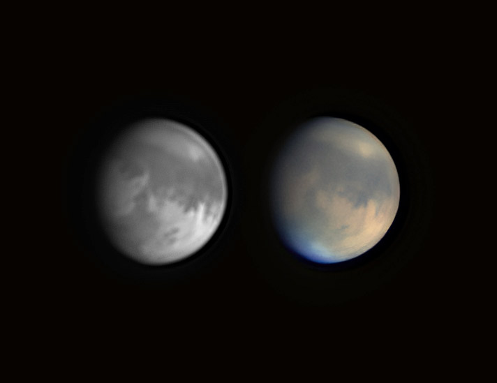 Mars on Oct, 16, 2022, infrared and visual.