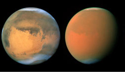 Mars before and during a dust storm
