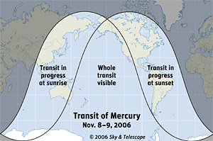 World Visibility of 2006 Mercury Transit