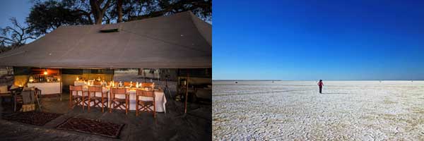 Mobile camp dining tent / Makgadikgadi Pans
