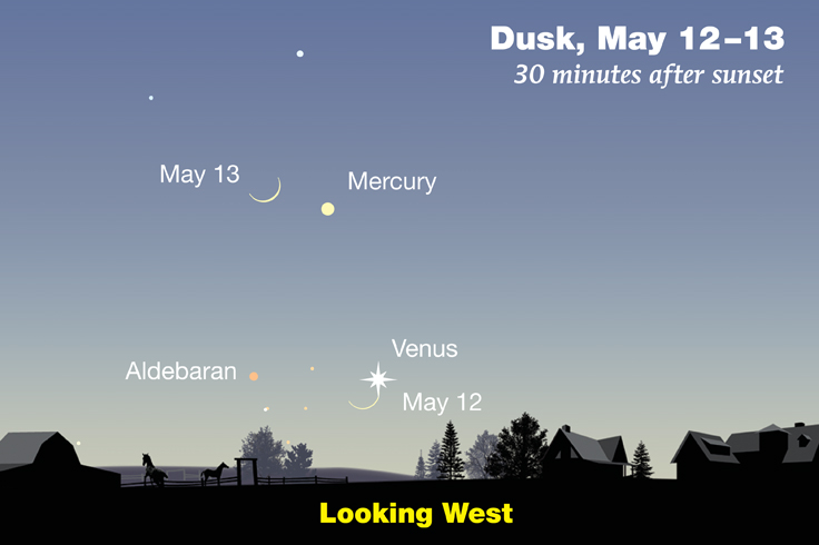 Moon-Mercury-Venus on May 12-13