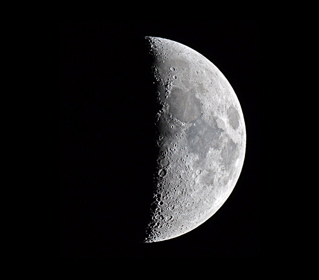 Nearly first quarter Moon