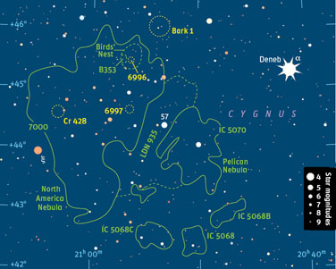 Chart of North America Nebula