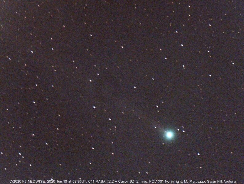 Comet NEOWISE sports a faint tail