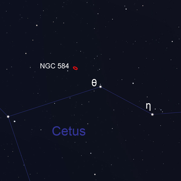 Diagram showing NGC 584 on the sky