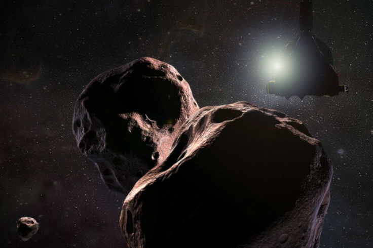 Illustration of New Horizons flying past 2014 MU69