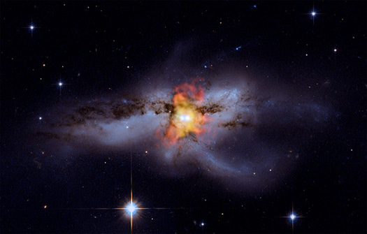 NGC 6240, imaged by Chandra and Hubble