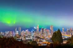 Aurora Borealis over Vancouver Skyline  